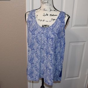 Adrianna Papell Blue and White Tank Size L